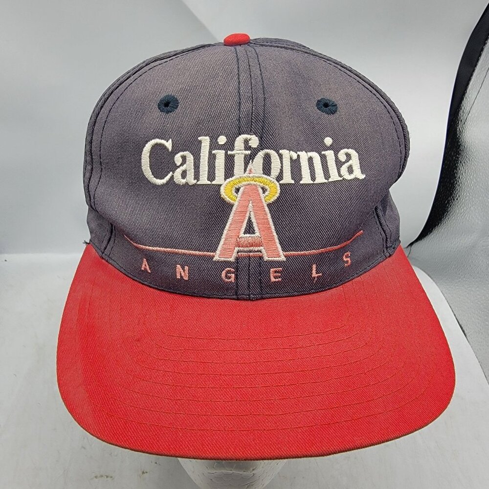 Vintage California Angels Blue Red Logo Snapback Hat Casual Sports Outdoors